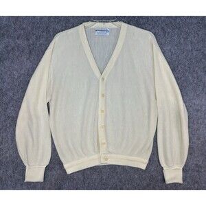 Vtg Brentwood Sportswear Men’s Light Yellow Cardigan Sweater Grandpa Acrylic L
